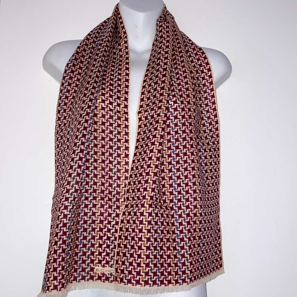 Vintage Echo Geometric Rectangular Wool Scarf Mad… - image 1